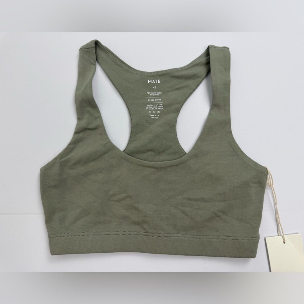 NWT MATE The Label Organic Cotton Stretch Bra Legging Set Size XS Sage Green - Picture 4 of 16